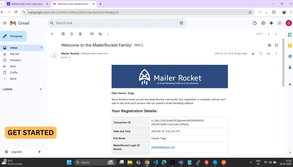 welcome mail