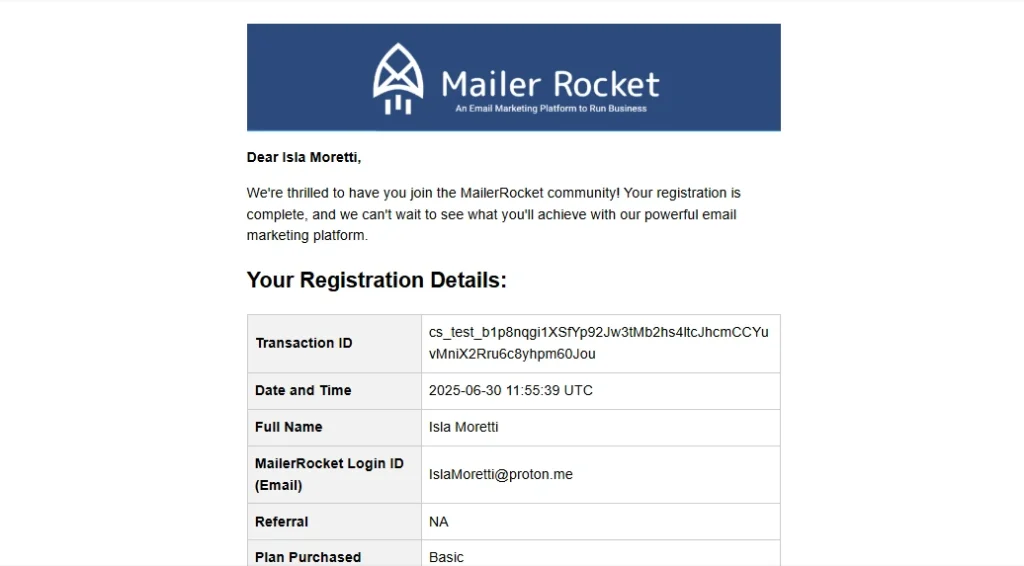 Triggeresd email