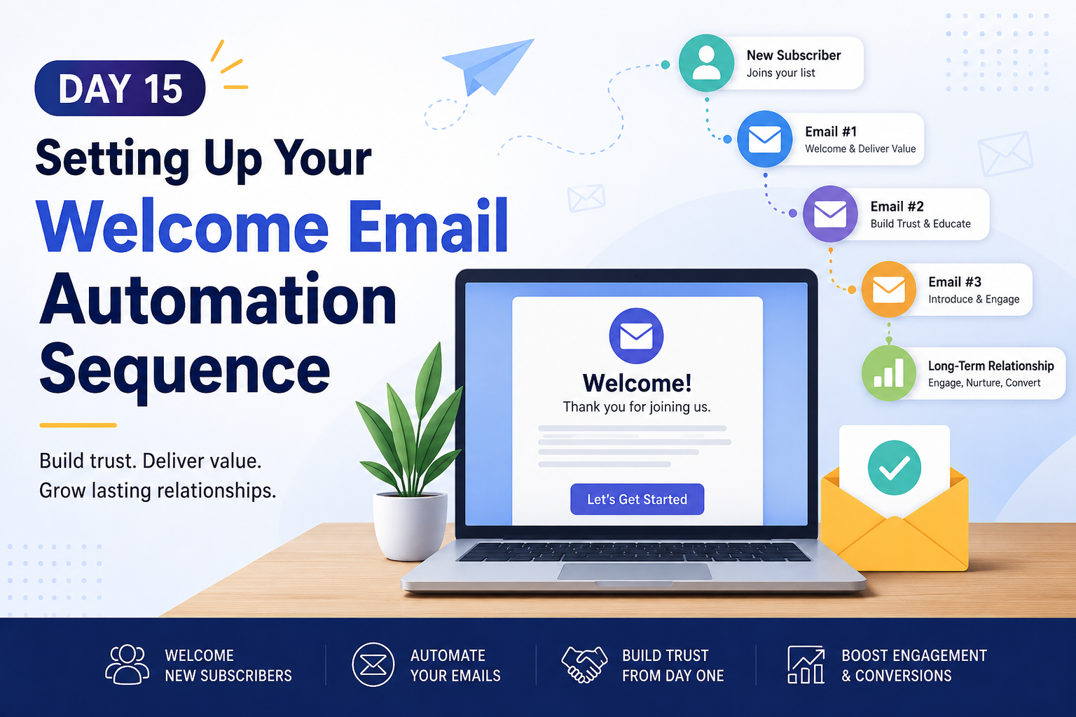 Email automation workflow for welcome email sequence