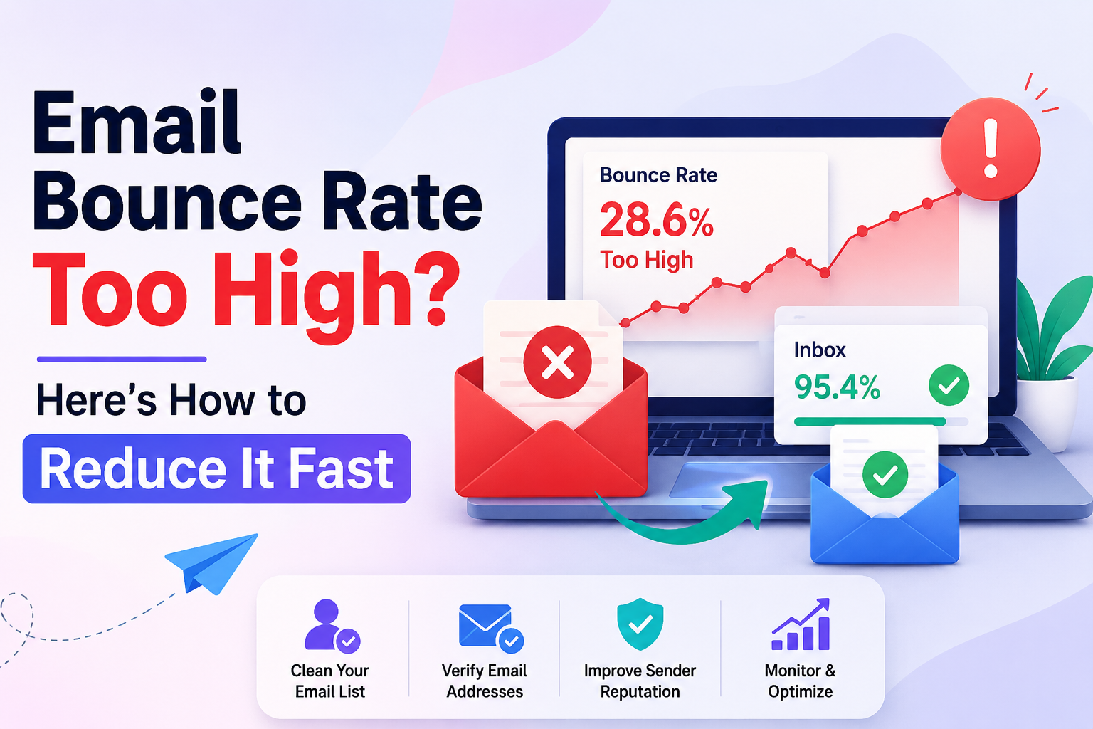 Email bounce rate reduction infographic
