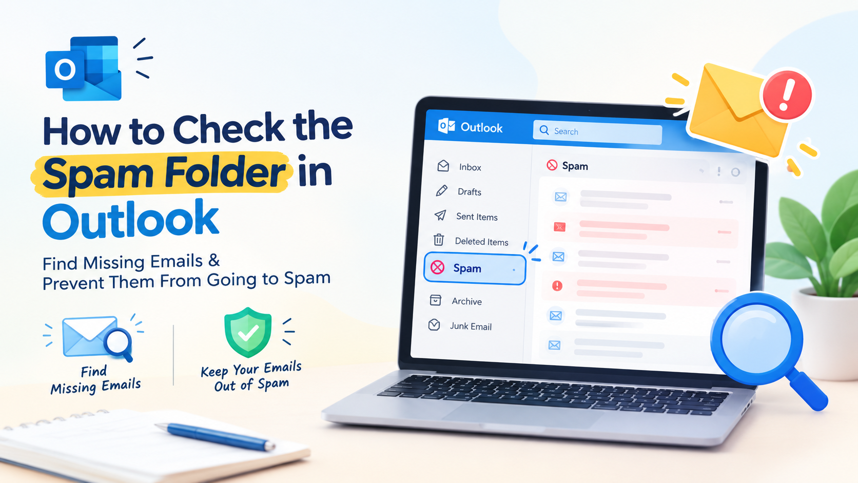 how to check spam folder in Outlook