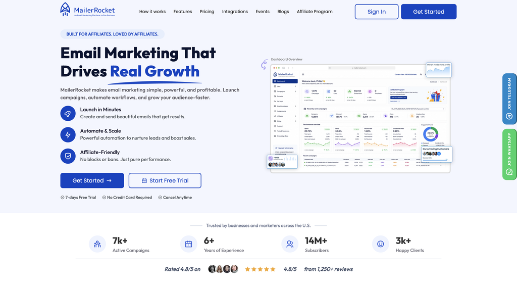 MailerRocket homepage